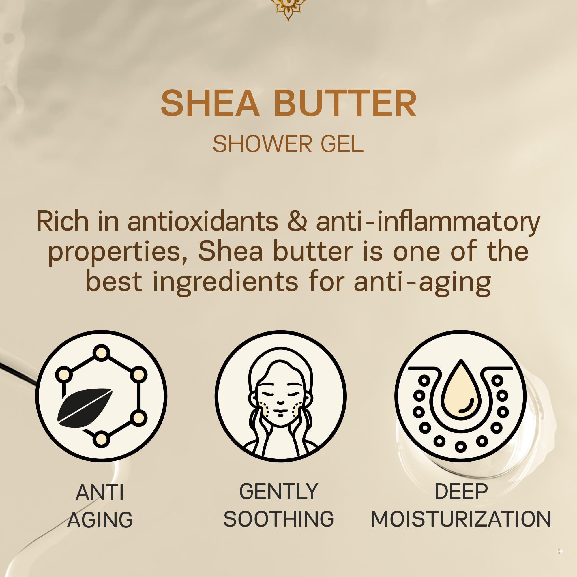 AUTHENTIC BATH & SOAP All Natural - Organic Shea Butter Body Oil with Vitamin E & Hyaluronic Acid, Moisturizing, Hydrating Shower Gel for Men & Women, Cruelty Free & Vegan, Paraben Free 16.9 Fl Oz